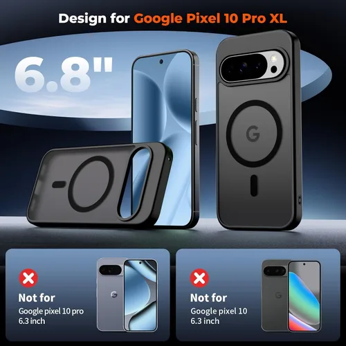 Vista 2 de SUPFINE Funda magnética para Google Pixel 10 Pro XL con protector de pantalla (imanes integrados) (protección contra caídas de grado militar)
