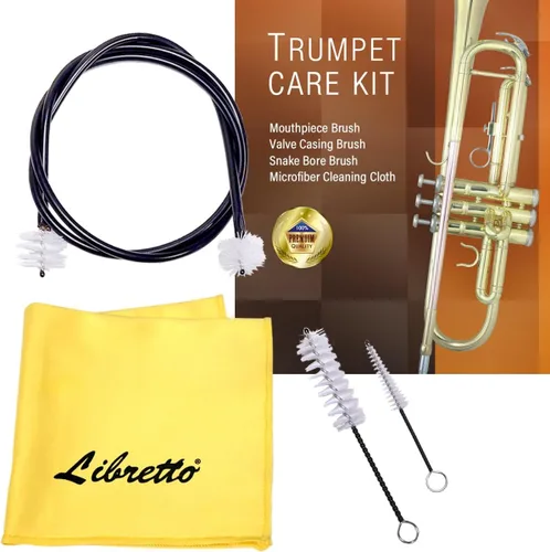 Vista 10 de Libretto Kit de cuidado todo en uno para trompeta (corneta) con instrucciones: aceite para válvula + grasa para deslizamiento + paño de limpieza +