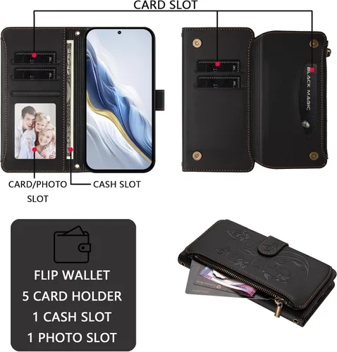 Vista 3 de Funda compatible con Tecno Spark Go 1 4G / Spark Go (2025), compatible con Tecno Pop 9 4G de doble ranura magnética a presión, funda para teléfono