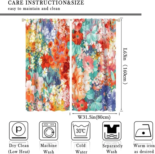 Vista 40 de Cortinas opacas con estampado de flores de cachemira, estampado de cachemira sobre fondo blanco, para decoración del hogar, cocina, restaurante