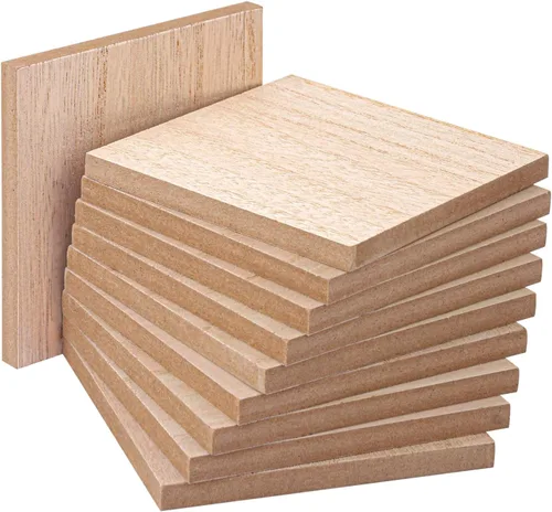 Vista 3 de Paquete de 60 bloques cuadrados de madera MDF sin terminar, bloques de madera de 3 x 3 pulgadas para manualidades, proyectos de bricolaje