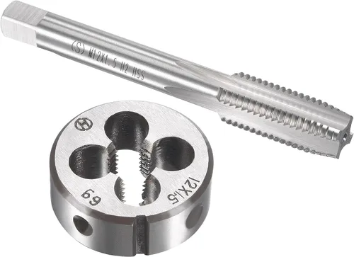 Vista 7 de uxcell M11 x 0.030 in Juego de llaves métricas y troqueles, rosca de máquina con troquel de roscado redondo, kit de grifo y troquelado
