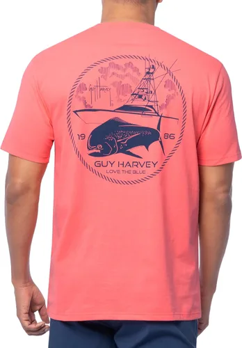 Vista 38 de Guy Harvey Camiseta de manga corta con bolsillo gráfico de algodón OG para hombre Leche de Almendra/Rig Masters