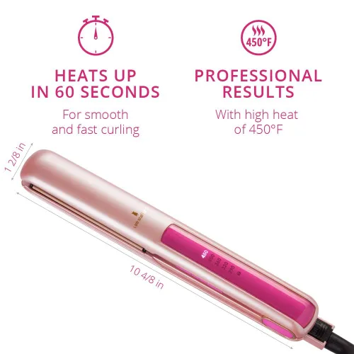 Vista 3 de Lee Stafford Plancha profesional para el cabello, plancha plana de cerámica Coco LoCo, control de temperatura variable, placas flotantes, color rosa