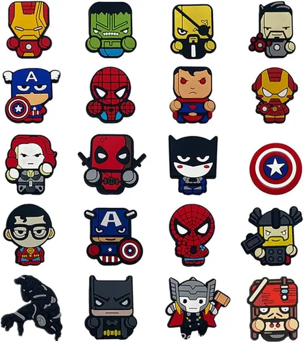Vista 3 de NA 70100 dijes de zapatos de superhéroes de anime para zapatos y pulseras, pulseras de regalos de fiesta, accesorios para Halloween, Pascua