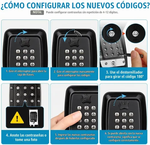 Vista 5 de BKNOOU - Caja de bloqueo de llave para montaje en pared con código, caja de seguridad extra grande para exteriores 12-Digit Resettable