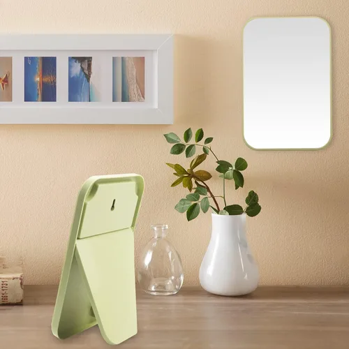 Vista 4 de Espejo de maquillaje de escritorio de 2 piezas, espejo de princesa portátil de 8 pulgadas, escritorio de mesa para colgar en la pared, espejo