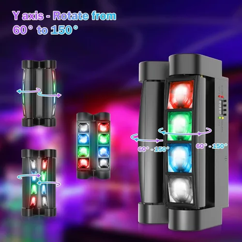 Vista 9 de BETOPPER Luz de escenario, luz de DJ de cabeza móvil para fiestas, luz LED de araña RGBW de 8 x 3 W, activada por sonido y control DMX-512
