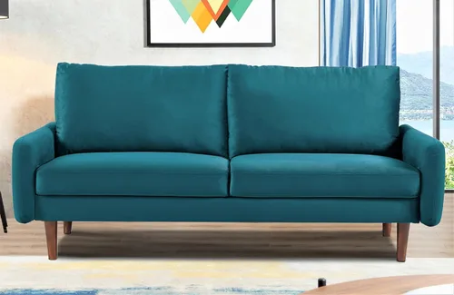 Vista 11 de Container Furniture Direct Kent - Sofá de terciopelo para salas de estar modernas y espacios compactos, cómodo sofá de 3 plazas, muebles de estudio