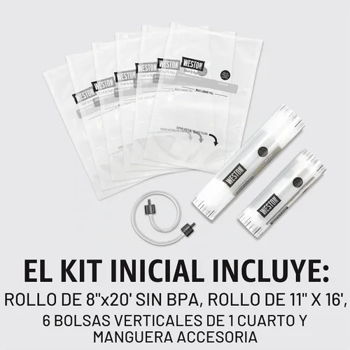 Vista 9 de WESTON BRANDS Máquina selladora al vacío líquida y seca con sello de código de fecha, cortador integrado, botón de pulso, incluye 2 rollos + 6