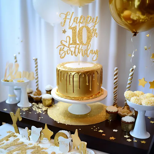 Vista 6 de Decoración para pastel de cumpleaños número 10, decoraciones de cumpleaños número 10, doble dígito, Hello 10, suministros para fiesta de cumpleaños