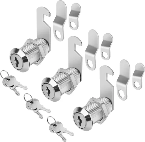 Vista 11 de Juego de cerraduras de gabinete Cylinnda, cerraduras de leva con llave similar de 1-1/2" de largo, paquete de 15, aleación de zinc