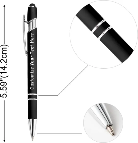 Vista 3 de Amlion Bolígrafos personalizados a granel, bolígrafos personalizados con lápiz capacitivo con nombre, mensaje y logotipo grabado, regalo
