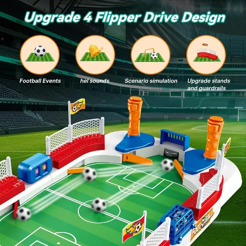 Vista 2 de Mini juego de mesa de futbolín para niños: juguete de regalos de fútbol para niños de 3, 4, 5, 6, 7, 8 a 12 años, juegos de mesa de fútbol deportivo