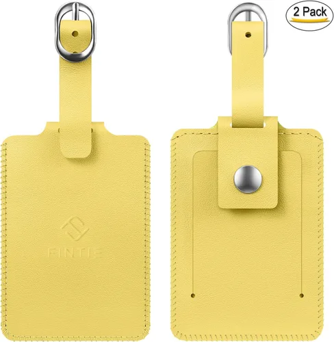 Vista 5 de Fintie - Paquete de 2 etiquetas para equipaje, etiquetas de identificación de piel con nombre y cubierta de privacidad para bolsa de viaje y maleta