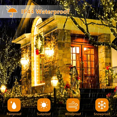 Vista 6 de Voolex Luces de Navidad de 204 pies, 600 LED, 2 colores cambiantes, luces de Navidad multicolor o blanco cálido, regulables, 11 modos