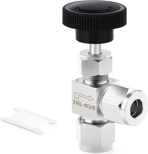 Vista 33 de TAISHER Válvula de aguja de acero inoxidable 316 con mango de rueda 1/2 "NPT macho x 1/2" NPT hembra
