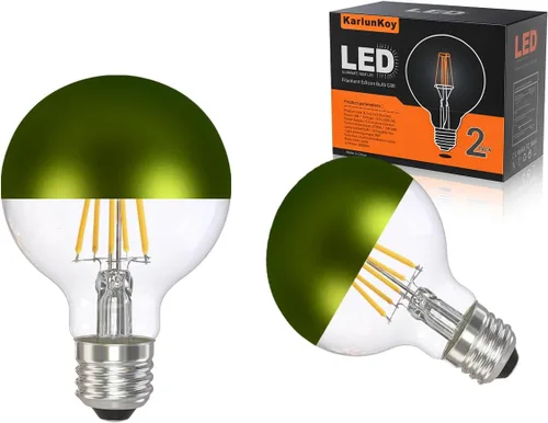 Vista 10 de Bombilla media cromada, regulable de 6 W (equivalente a 60 vatios), bombillas LED Edison G25/G80, mitad negra, forma de globo, 2700 K, blanco Negro