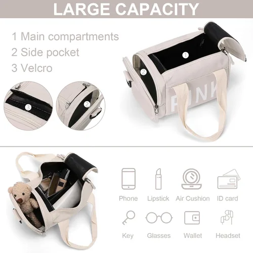 Vista 4 de Orgonite Mini bolsa cruzada pequeña para gimnasio para mujeres y hombres, bonita bolsa de lona pequeña, bolsa deportiva estética, bolsa de gimnasio