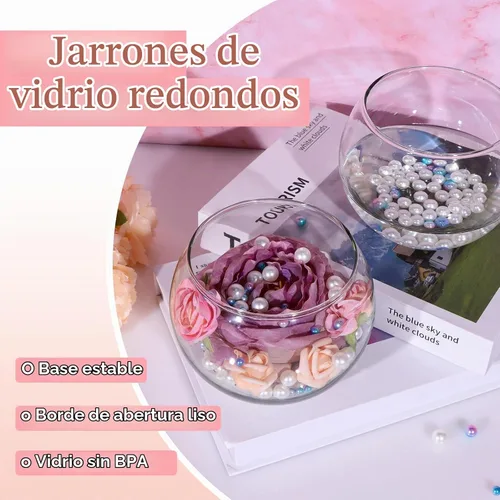 Vista 7 de PINIWON Paquete de 6 jarrones de vidrio redondos transparentes de 4.7