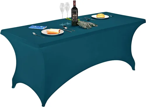 Vista 11 de FORLIFE - Funda de mesa de elastano, mantel ajustado de 4 pies para mesas rectangulares, funda elástica para patio, universal para bodas, banquetes