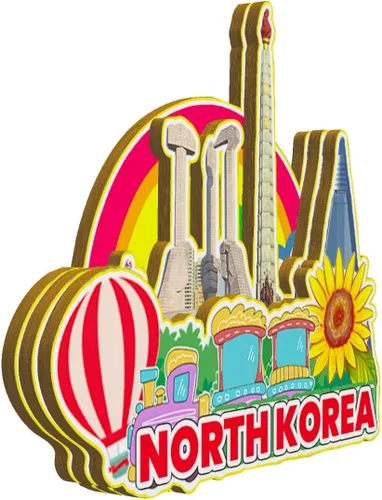 Vista 2 de Corea del Norte Corea del Norte imán de nevera imán de madera 3D Monumentos de viaje coleccionables recuerdos decoración hecha a mano -2867