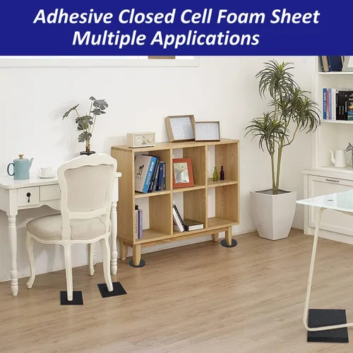 Vista 6 de Hojas acolchadas de espuma con respaldo adhesivo, espuma aislante de neopreno autoadhesiva, 4 piezas de 1/2 pulgada de grosor x 4 pulgadas de largo