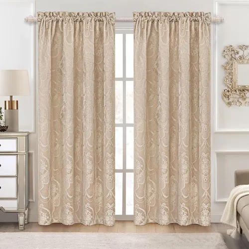 Vista 19 de Loom and Mill Cortinas negras de lujo para dormitorio, juego de 2 paneles Negro