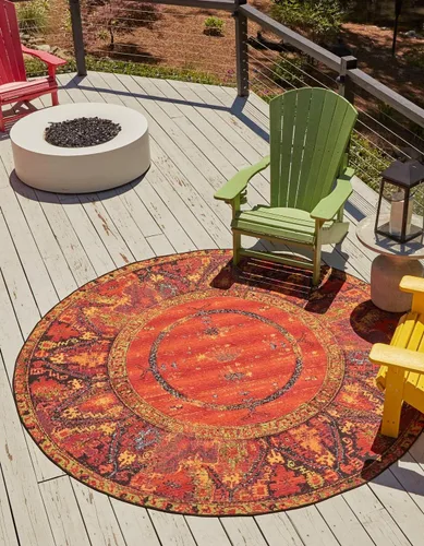 Vista 8 de Unique Loom Colección Outdoor Tribal - Alfombra Quepos (4' 1" Octógono Multi/Negro)