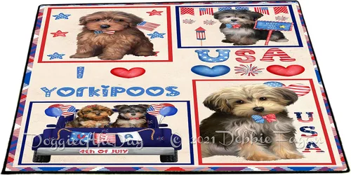 Vista 11 de Doggie of the Day Yorkipoo Dogs Floor Mat - 4th of July Independence Day - Best Dog Doormat - Protector Decor - Unique Portrait Art - Premium