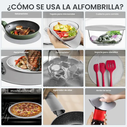 Vista 4 de LekDrok - Paquete de 2 fundas para alimentos para microondas con tapete de 10 pulgadas, tapete como soporte para tazón, cubierta para protector
