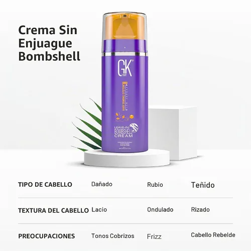 Vista 5 de GK Hair Global Keratin Leave In Bombshell - Acondicionador de crema morada, 3.4 onzas líquidas, unisex, crema