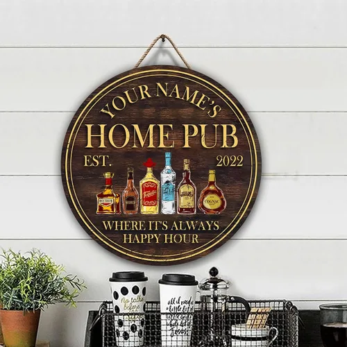 Vista 7 de Artsy Woodsy Placa de madera personalizada para bar pub (no tallada) Accesorios de decoración de pared y puerta, letrero rústico de bar, letrero