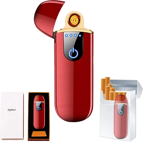 Vista 9 de Encendedor electrónico inteligente dorado – Mini USB recargable, resistente al viento, encendido táctil, plasma, con indicador de encendido