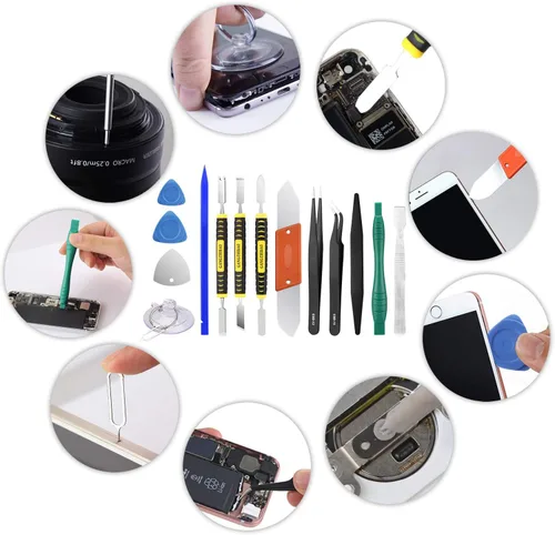 Vista 4 de (2309A-Small) Kit de herramientas desarmador de reparación para iPhone/ iPad/ iPod/ otros celulares (23 unidades)