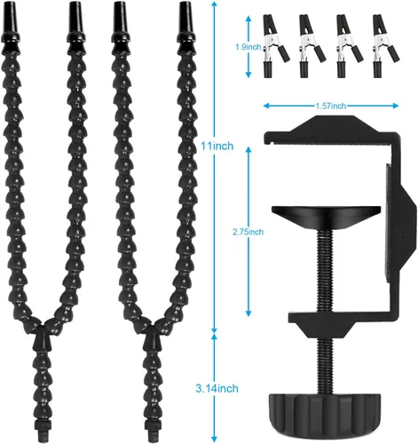 Vista 5 de Toolour Ayudando a soldar, herramientas de tercera mano, soporte para placa de circuito PCB, brazos flexibles en forma de Y con base de abrazadera