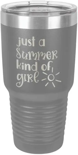 Vista 17 de JUST A SUMMER KIND OF GIRL Vaso de 30 oz con pajita y tapa superior deslizante Taza de viaje de acero inoxidable Comparar con Yeti Rambler