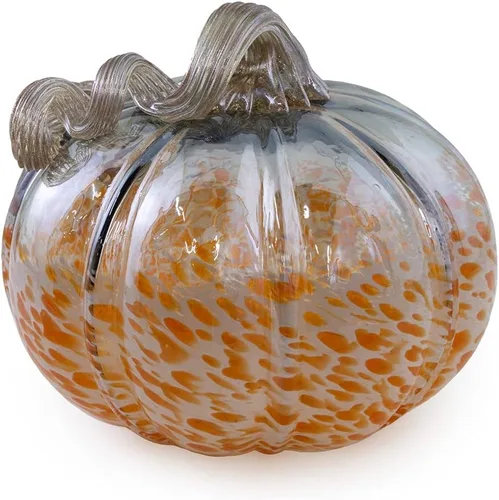 Vista 6 de Boston International Calabaza decorativa de vidrio de mesa, pequeña, moteada