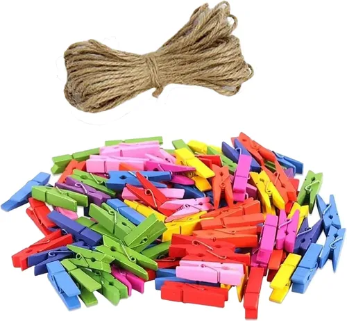 Vista 8 de 100 pinzas pequeñas de madera negras resistentes para ropa seca en tendedero, clips para bolsas, manualidades, fotos, hogar, escuela, manualidades