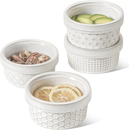 Vista 12 de LE TAUCI Ramekins 2 oz Oven Safe for Creme Brulee, Charcuterie Boards Bowls for Souffle, Small Sauce Bowl, Ceramic Baking Dishes - 3 inch, Set of 4