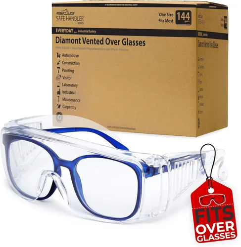 Vista 9 de SAFE HANDLER BISON LIFE Diamont Vented Over Glasses Safety Glasses Meets ANSI Z87.1, Impact Resistant Polycarbonate Lens