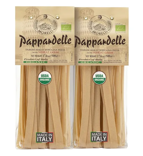 Vista 9 de Morelli Pappardelle - Pasta orgánica con germen de trigo - Pasta importada de Italia, pasta de fideos Pappardelle, fideos anchos, 17.6 oz (500 g)
