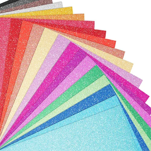 Vista 8 de 40 hojas de cartulina con purpurina de 20 colores, cartulina BetyBedy para Cricut, purpurina brillante sin desprendimiento, papel A4 con purpurina