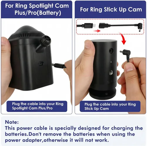 Vista 4 de Adaptador de corriente para Spotlight Cam Plus/Pro (batería) y cámara de proyector (batería), con cable exterior resistente a la intemperie de 25