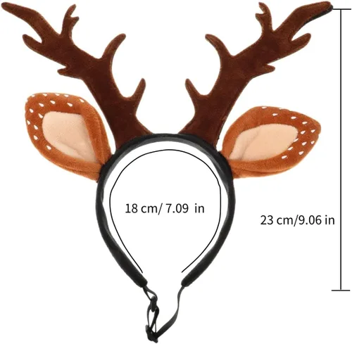 Vista 3 de Hemobllo Diadema de Navidad para perro, cuernos de reno y gato, clásico, ajustable, sombrero de alce para gatos y gatitos, cómoda diadema de cuernos