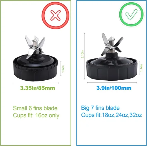 Vista 3 de Cuchilla de licuadora apta para Ninja, piezas de repuesto, 7 hojas macho de aleta con junta de goma, accesorios de licuadora compatibles con Nutri