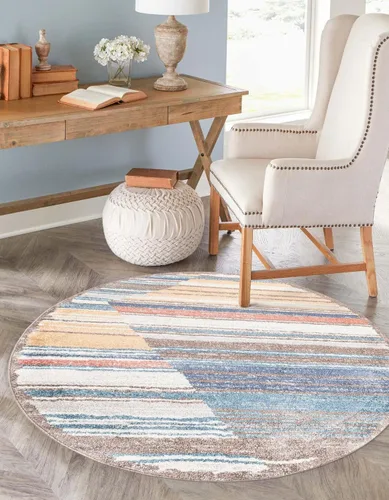 Vista 8 de Unique Loom Colección Aramis - Alfombra Zoe (rectangular 2' 0" x 3' 1", Multi/Azul)