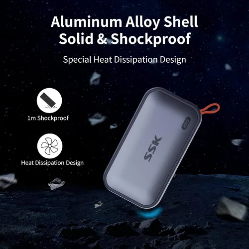 Vista 6 de SSK SSD externo de 250 GB, unidades de estado sólido externas SSD USB C de hasta 1050 MB/s, SSD portátil USB 3.2 Gen2 para iPhone 15/Pro, Windows