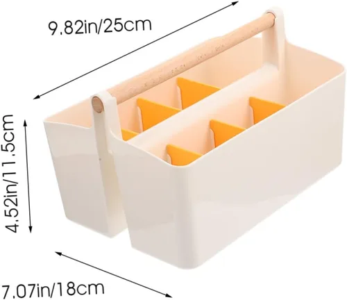 Vista 2 de Ciieeo Organizador portátil de plástico para manualidades, cesta dividida con asa para manualidades, suministros de arte, maquillaje, lápices