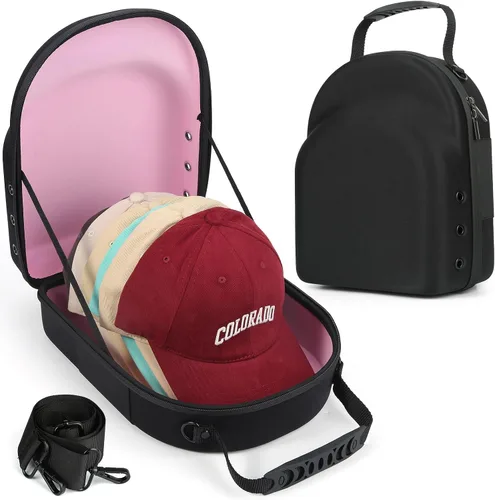 Vista 15 de GERMUN Funda rígida para gorra de béisbol, funda de viaje con correa ajustable para el hombro, funda para 12 gorras de béisbol, perfecta para viajes